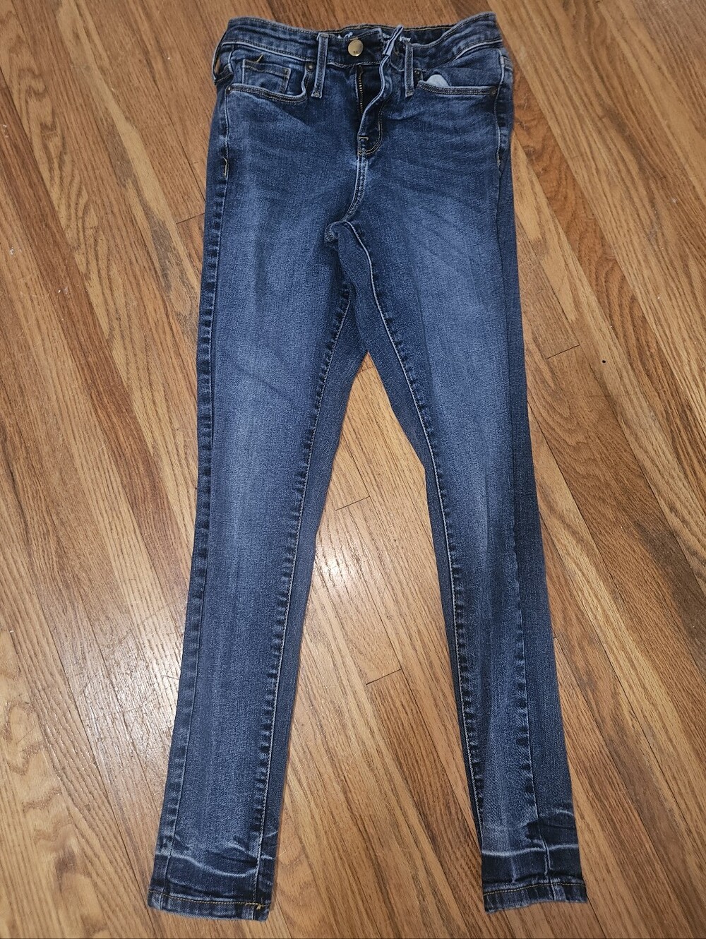 Mossimo Dark Wash Skinny Denim Jeans Size 00/R 24 Power Stretch W Bottom Detail